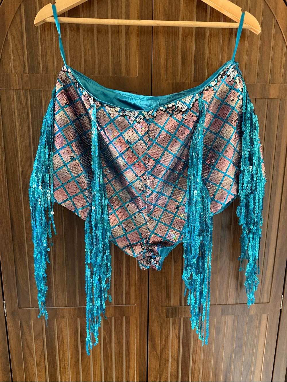 Nasty Gal Premium Mermaid Embellished Sequin Cheeky Fringe Shorts